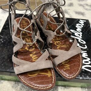 Sam Edelman Tan Strappy Lace-Up Sandals